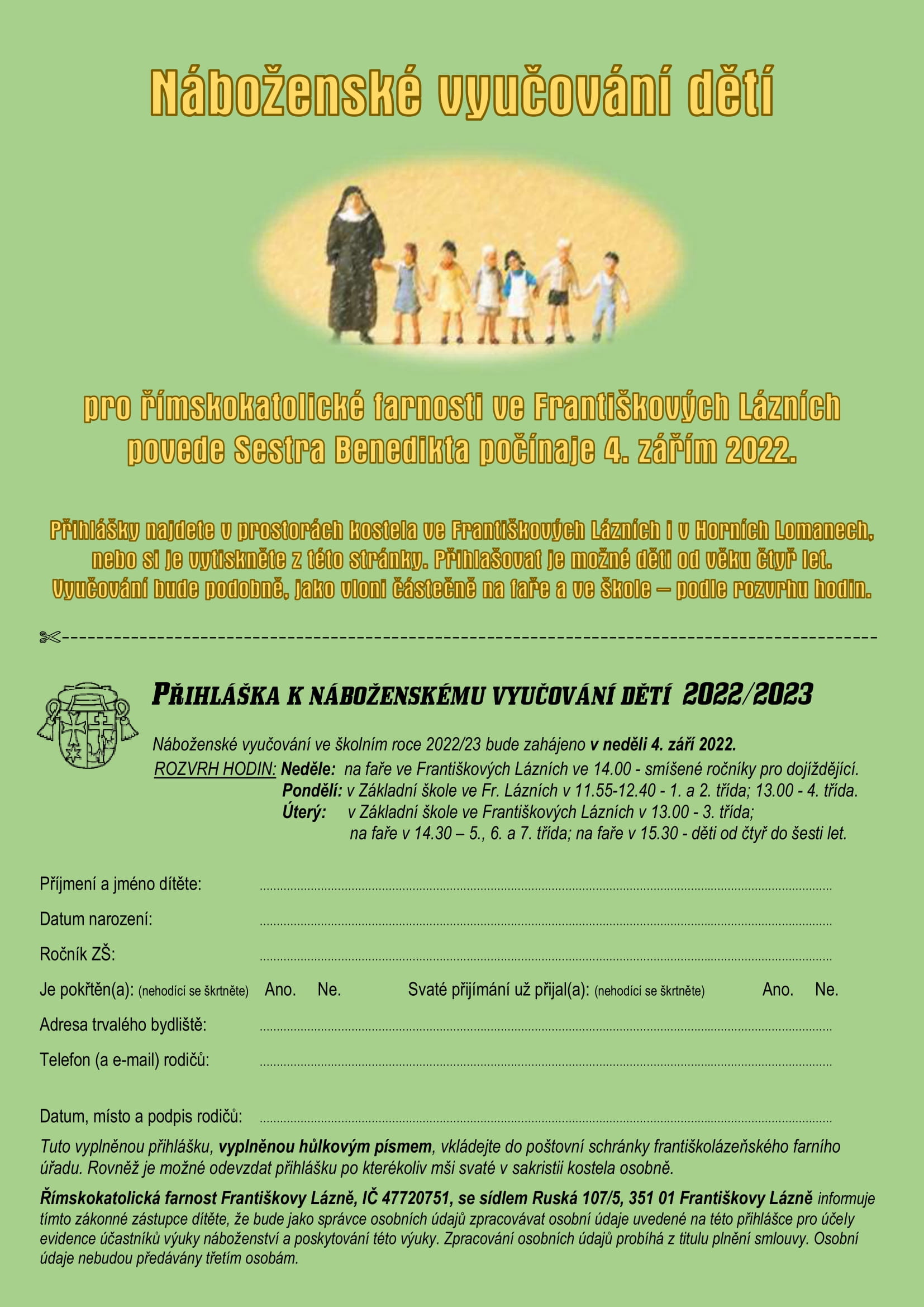 Přihláška - Náboženství 2022/2023